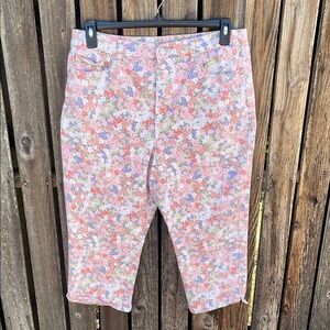 Gloria Vanderbilt 16 Capri Jeans Floral Ditzy Pastel Amanda Cropped High Waist